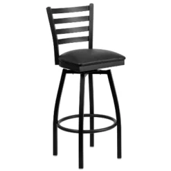 Emma And Oliver Black Ladder Back Swivel Metal Restaurant Dining Barstool -Homcom Crosley Shop GUEST b3875561 e0dc 4da3 abee f9ffa8cb5e06