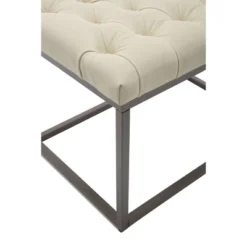 24" Button Tufted Metal Ottoman - WOVENBYRD