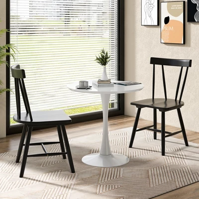 Costway Dining Chairs Set Of 2 Windsor Chairs Wood Armless Chairs With Solid Rubber Wood Black/White 5 Costway Dining Chairs Set Of 2 Windsor Chairs Wood Armless Chairs With Solid Rubber Wood Black/White - Image 3