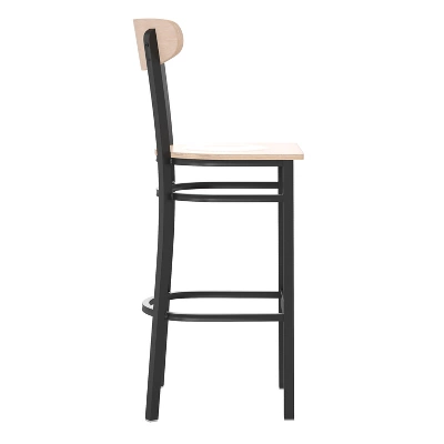 Emma And Oliver Industrial Barstool With Rolled Steel Frame And Solid Wood Seat - 500 Lbs. Static Weight Capacity 11 Emma And Oliver Industrial Barstool With Rolled Steel Frame And Solid Wood Seat - 500 Lbs. Static Weight Capacity - Image 9