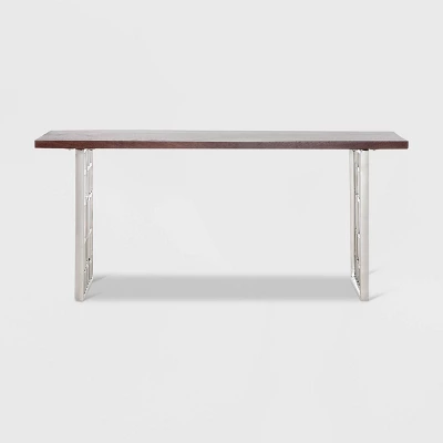 Lennox Contemporary Wood And Silver Metal Bench Dark Walnut Brown - Adore Decor 8 Lennox Contemporary Wood And Silver Metal Bench Dark Walnut Brown - Adore Decor - Image 6