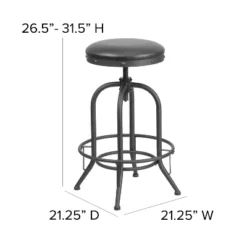 Merrick Lane Barstool Contemporary Black Faux Leather Backless Stool With Swivel Seat Height Adjustment And Footrest -Homcom Crosley Shop GUEST b60bd935 bb7f 4d75 a206 9dda577e6e56