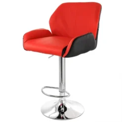 Elama 2 Piece Adjustable Faux Leather Bar Stool In Red And Black With Chrome Base -Homcom Crosley Shop GUEST b67e11d9 2d65 4062 a788 c7c6dc36cb6f