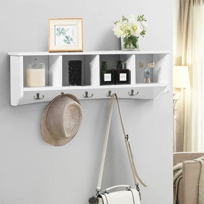 Costway Hanging Entryway Shelf Coat Rack Wall Mounted Storage Cabinets 5 Costway Hanging Entryway Shelf Coat Rack Wall Mounted Storage Cabinets - Image 3