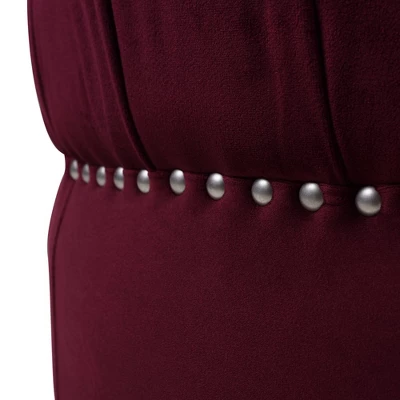 Jennifer Taylor Home La Rosa Victorian Tufted Round Ottoman, Burgundy Velvet 4 Jennifer Taylor Home La Rosa Victorian Tufted Round Ottoman, Burgundy Velvet - Image 2