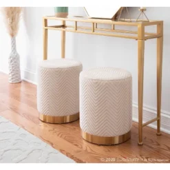 Marla Glam Chevron Ottoman - LumiSource -Homcom Crosley Shop GUEST b7b6cc4b 119d 4aba a3af 7536524d2469