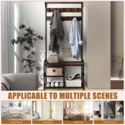 Costway 3-in-1 Coat Rack Industrial Hall Tree Shoe Bench Entryway Storage Shelf With Hooks -Homcom Crosley Shop GUEST b7dae37b 77d6 4249 acea 6c0243f94f39