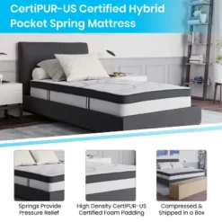 Merrick Lane 10 Inch Hybrid Mattress CertiPUR-US Certified Foam & Pocket Spring Mattress In A Box -Homcom Crosley Shop GUEST b8225623 a330 4edc b1a0 d8ba6ee18109 2