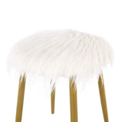 Madison Faux Fur Ottoman/Foot Rest White/Gold - Carolina Chair & Table -Homcom Crosley Shop GUEST b8262ac8 9797 4df7 8568 e721522a1e0d