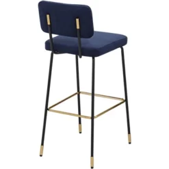 Studio 55D Marc Swivel Bar Stools Set Of 2 Black Gold 29 1/4" High Mid Century Modern Blue Cushion Backrest Footrest Kitchen Counter Height Island -Homcom Crosley Shop GUEST b860e5b3 23d8 4c6e af5b 0e9f5004437b