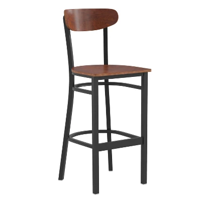 Emma And Oliver Industrial Barstool With Rolled Steel Frame And Solid Wood Seat - 500 Lbs. Static Weight Capacity 15 Emma And Oliver Industrial Barstool With Rolled Steel Frame And Solid Wood Seat - 500 Lbs. Static Weight Capacity - Image 13