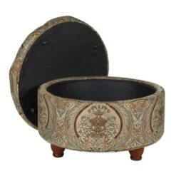 Button Tufted Round Storage Ottoman Brown Paisley - HomePop -Homcom Crosley Shop GUEST b8fb21e8 a7bd 4618 8edb d2b03e923e12