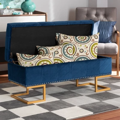 Ellery Velvet Fabric Upholstered Ottoman - Baxton Studio 10 Ellery Velvet Fabric Upholstered Ottoman - Baxton Studio - Image 8