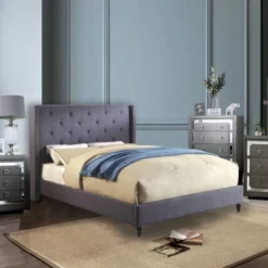 Queen Marie Contemporary Wingback Bed Blue - HOMES: Inside + Out 9 Queen Marie Contemporary Wingback Bed Blue - HOMES: Inside + Out -Homcom Crosley Shop GUEST b95f85f6 7cfe 4527 8697 22092f12db94