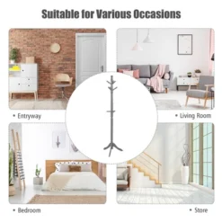 Costway Coat Rack Wooden Hall Tree 2 Adjustable Height W/ 9 Hooks WalnutBlack Grey -Homcom Crosley Shop GUEST ba3169bb d5a9 4ea4 a8f5 006841b1e222