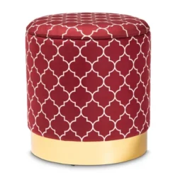 Serra Quatrefoil Velvet Upholstered Metal Storage Ottoman - Baxton Studio -Homcom Crosley Shop GUEST baf4540b e87e 487d aab0 0729e5dfc348