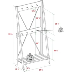 68" Solid Wood X Back Angled Hall Tree White Wash - Saracina Home -Homcom Crosley Shop GUEST bb29985f ab49 4989 acce 133d6ff43ac2