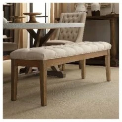 Beechhurst Button Tufted Bench Wood - Inspire Q -Homcom Crosley Shop GUEST bb521f70 8b63 4a61 991d 230e5ee7a7bc