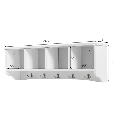 Costway Hanging Entryway Shelf Coat Rack Wall Mounted Storage Cabinets 4 Costway Hanging Entryway Shelf Coat Rack Wall Mounted Storage Cabinets - Image 2