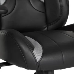 Commander Gaming Chair In Faux Leather Black/Gray - OSP Home Furnishings -Homcom Crosley Shop GUEST bb72840d 82a7 44d4 9d3d eb3f40602851
