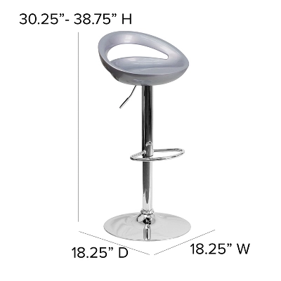Flash Furniture Contemporary Plastic Adjustable Height Barstool With Rounded Cutout Back And Chrome Base 8 Flash Furniture Contemporary Plastic Adjustable Height Barstool With Rounded Cutout Back And Chrome Base - Image 6