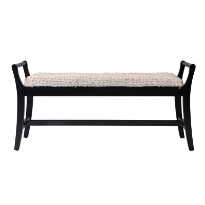 Trentwood Coastal 44.25" Water Hyacinth Bench Whitewashed/Black - Aiden Lane 3 Trentwood Coastal 44.25" Water Hyacinth Bench Whitewashed/Black - Aiden Lane