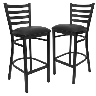 Emma And Oliver 2 Pack Ladder Back Metal Restaurant Barstool 3 Emma And Oliver 2 Pack Ladder Back Metal Restaurant Barstool
