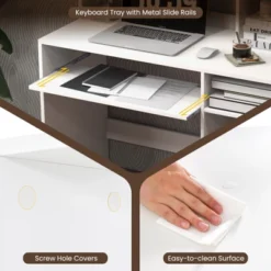 Tangkula Computer Desk W/ Charging Station 43.5” Gaming Table Workstation W/ Keyboard Tray CPU Stand & Storage Shelves White/Black -Homcom Crosley Shop GUEST bcb2606f 6943 42e5 8934 9f9e3a19bbda