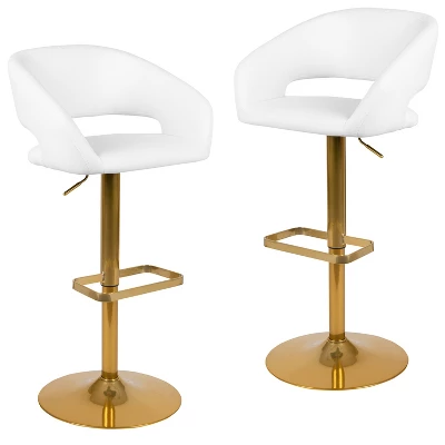 Flash Furniture Contemporary Vinyl Adjustable Height Barstool With Rounded Mid-Back, Set Of 2 15 Flash Furniture Contemporary Vinyl Adjustable Height Barstool With Rounded Mid-Back, Set Of 2 - Image 13