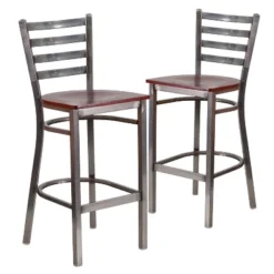 Emma And Oliver 2 Pack Clear Coated Ladder Back Metal Restaurant Barstool -Homcom Crosley Shop GUEST bcddb04b f12c 426e 9e37 583a1d639b32