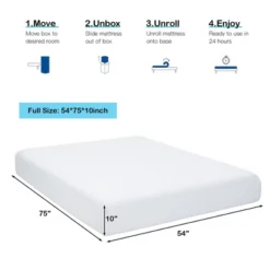 Costway TwinFullQueenKing Size 10'' Foam Mattress Jacquard Medium Firm Bed-in-a-Box Bed Room W/Removable Cover -Homcom Crosley Shop GUEST bd42eb20 f866 4600 b78d c465c26efb5f