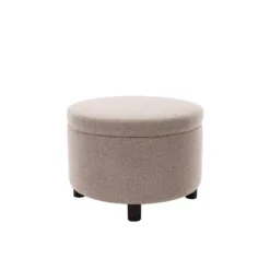 Large Round Storage Ottoman With Lift Off Lid - WOVENBYRD -Homcom Crosley Shop GUEST bd7541eb 12b6 4fdc 8f47 678175bf9a03