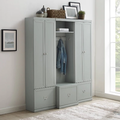 3pc Harper Entryway Set With Hall Tree And 2 Pantry Closets Gray - Crosley 3 3pc Harper Entryway Set With Hall Tree And 2 Pantry Closets Gray - Crosley