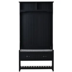 33.5" 3-in-1 Design Hall Tree With 4 Hooks, Coat Hanger And Entryway Storage Bench - ModernLuxe -Homcom Crosley Shop GUEST bdd4c177 0206 4c84 aa1b 81e1651d86e7