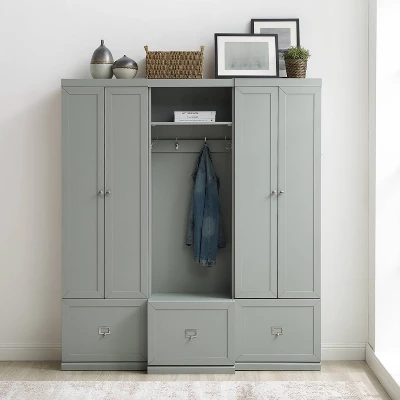 3pc Harper Entryway Set With Hall Tree And 2 Pantry Closets Gray - Crosley 5 3pc Harper Entryway Set With Hall Tree And 2 Pantry Closets Gray - Crosley - Image 3