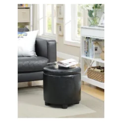 Designs4Comfort Round Accent Storage Ottoman - Breighton Home -Homcom Crosley Shop GUEST be298138 7f23 4296 9735 29ff0be77ac9
