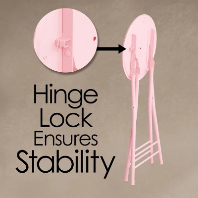 Set Of 2 Counter Height Bar Stools – 24-Inch Backless Folding Chairs With 300lb Capacity For Kitchen, Rec Room, Or Game Room By Trademark Home (Pink) 4 Set Of 2 Counter Height Bar Stools – 24-Inch Backless Folding Chairs With 300lb Capacity For Kitchen, Rec Room, Or Game Room By Trademark Home (Pink) - Image 2