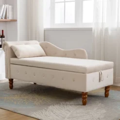 Bedroom Velvet Chaise Longue With Storage, Pillow And Nailhead Accents - ModernLuxe -Homcom Crosley Shop GUEST c031e498 e4c8 4f97 9005 3e3f8b51239b