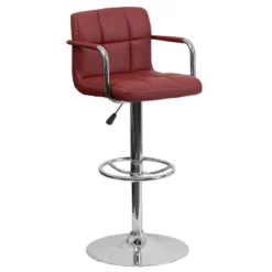 Flash Furniture Contemporary Quilted Vinyl Adjustable Height Barstool With Arms And Chrome Base -Homcom Crosley Shop GUEST c05bc092 dc15 4116 9a29 f9f2c4856f6b