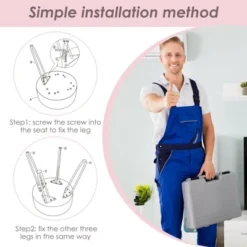 Costway Faux Fur Vanity Chair Makeup Stool Furry Padded Seat Round Ottoman Pink/White -Homcom Crosley Shop GUEST c07902bf 1ecf 4b57 8c38 b45fa55b1746