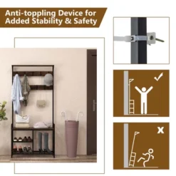 Costway 71'' Coat Rack Hall Tree With Shoe Bench Industrial Entryway Storage Shelf With Hooks -Homcom Crosley Shop GUEST c08f950b 7dd1 4939 8565 3d2d6ccdc362