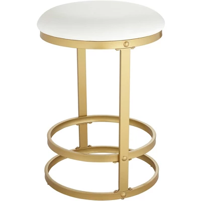 55 Downing Street Gold Bar Stool 26" High Modern White Fabric Cushion With Footrest For Kitchen Counter Height Island Home House 9 55 Downing Street Gold Bar Stool 26" High Modern White Fabric Cushion With Footrest For Kitchen Counter Height Island Home House - Image 7