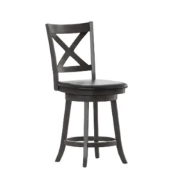 Merrick Lane 24" Classic Wooden Crossback Swivel Counter Height Pub Stool With Upholstered Padded Seat And Integrated Footrest -Homcom Crosley Shop GUEST c127f70f c922 4069 a3e0 5d5a2d27a4f8