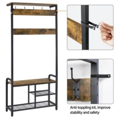 Yaheetech 72"H Multifunctional Hall Tree Entryway Coat Rack With Top Shelf -Homcom Crosley Shop GUEST c18571e5 56da 4291 a885 61c411253b5a