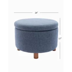 Large Round Storage Ottoman With Lift Off Lid - WOVENBYRD -Homcom Crosley Shop GUEST c18ff9ac adad 42a6 b99e 9b8d0f10aa6d