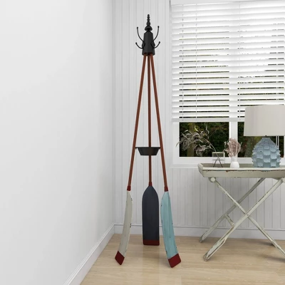 Metal Nautical Style Coat Rack Tripod Base - Olivia & May 12 Metal Nautical Style Coat Rack Tripod Base - Olivia & May - Image 10