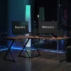 BlackArc L-Shaped Gaming Desk Teakwood Finish Laminate Top-Black Powder Coated Frame-Pull Out Keyboard-87" Overall Diagonal Width -Homcom Crosley Shop GUEST c25abeb0 a3c6 4720 96f9 2bb1e648f406