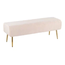 51" Marla Glam Pleated Bench - LumiSource -Homcom Crosley Shop GUEST c28a3efe 8988 4223 ae1e b29fd10c4a1a