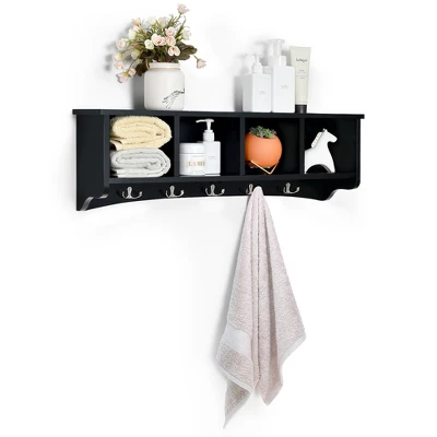 Costway Hanging Entryway Shelf Coat Rack Wall Mounted Storage Cabinets 11 Costway Hanging Entryway Shelf Coat Rack Wall Mounted Storage Cabinets - Image 9
