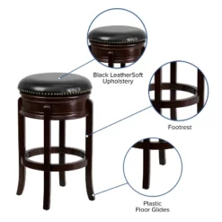 Flash Furniture 29'' High Backless Wood Barstool With Carved Apron And LeatherSoftSoft Swivel Seat -Homcom Crosley Shop GUEST c336c51e 5222 4979 9afb da8ecbe276f6 1